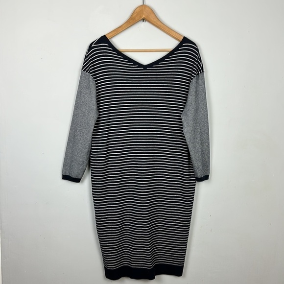Ann Taylor Colorblock Stripe Sweater Dress Sz L - Picture 9 of 11